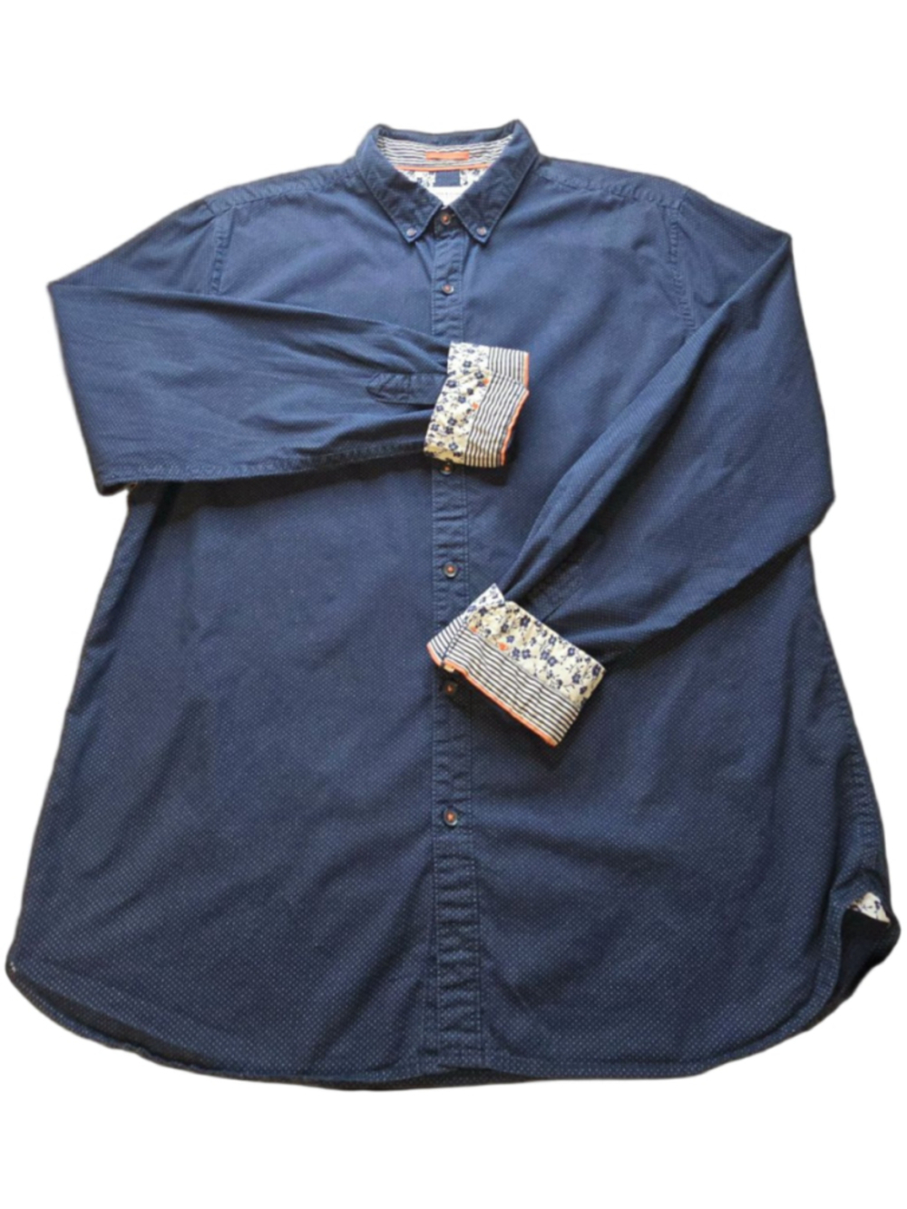 Ricky Singh Denim & Flower Men XL Blue Button Down Shirt Cotton Long Sleeve